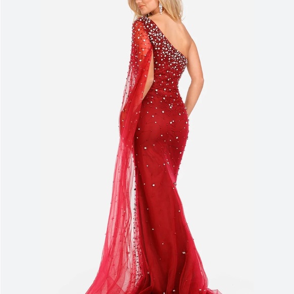 Tulle Pageant Dress With One Shoulder Cape Sleeve – 231GL0401 - Picture 4 of 14